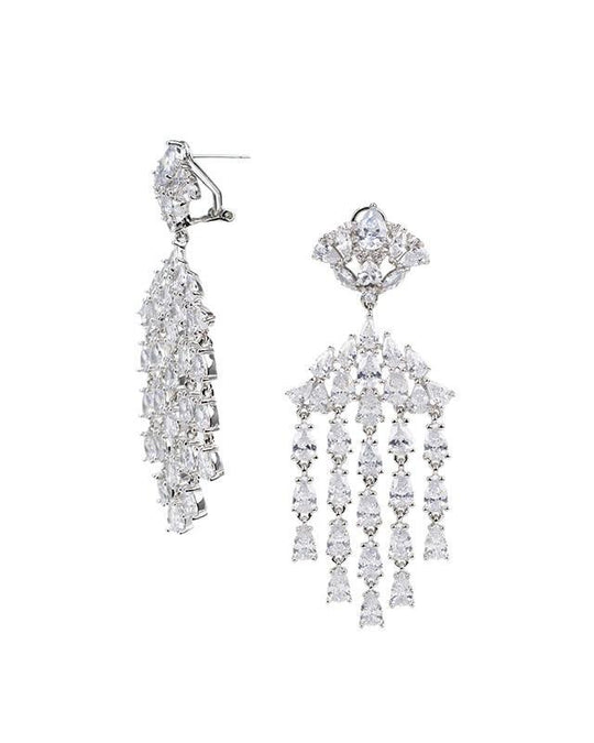 CZ By Kenneth Jay Lane - Statement Chandelier Earrings in White