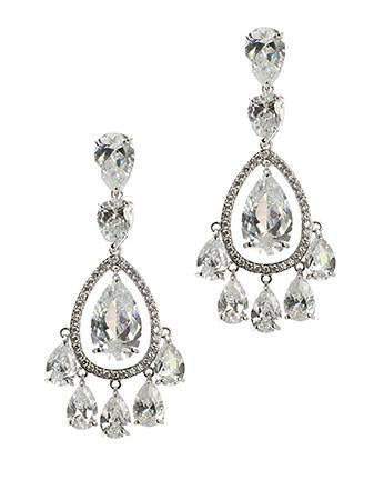 CZ by Kenneth Jay Lane - Pear Dangle Drop Earrings in Silver