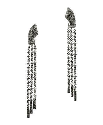 CZ by Kenneth Jay Lane - Pave Fringe Earrings i Silver