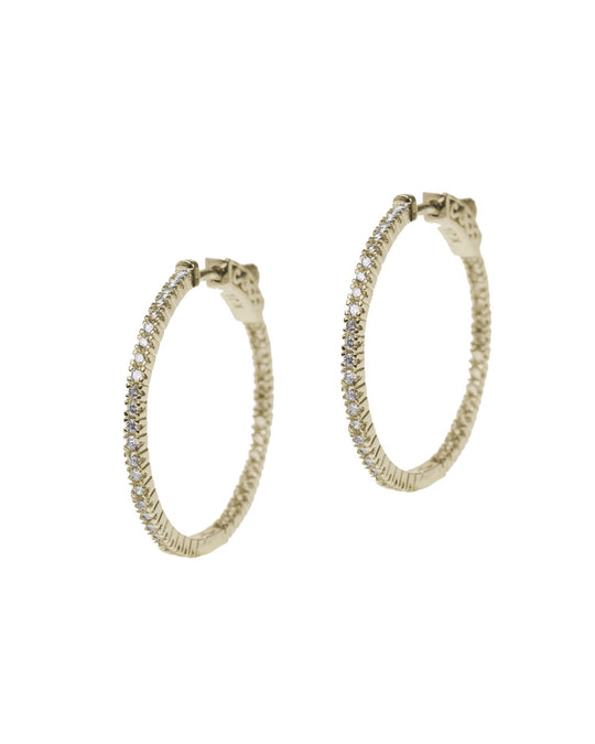 CZ By Kenneth Jay Lane - Inside Out Hoop Earring in Gold