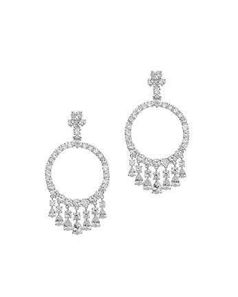 CZ by Kenneth Jay Lane - Fringe Statement Earrings in Silver