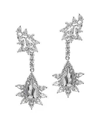 CZ by Kenneth Jay Lane - CZ Starburst Drop Earrings in White