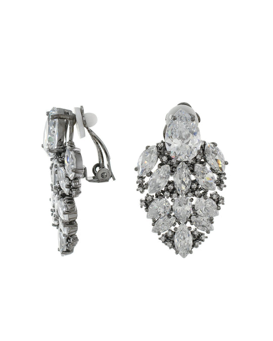 CZ by Kenneth Jay Lane - Multi Shape Clip on Earrings in Silver