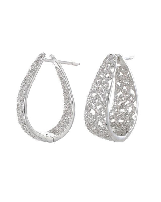 CZ by Kenneth Jay Lane - Open Circle Hoop Earrings in Silver