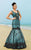 MNM Couture - KH012 Lace Embellished Mermaid Evening Gown in Black and Blue
