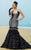 MNM Couture - KH015 Scoop Neck Beaded Mermaid Gown In Black and Silver