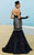 MNM Couture - KH015 Scoop Neck Beaded Mermaid Gown In Black and Silver