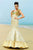 MNM Couture - KH019 Ruffled Pleated Metallic Mermaid Gown in Gold and Green