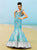 MNM Couture - KH019 Ruffled Pleated Metallic Mermaid Gown in Blue and Silver