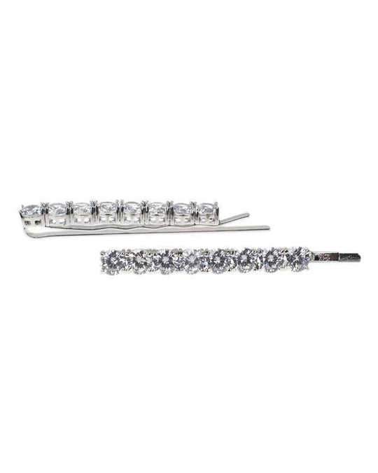 CZ by Kenneth Jay Lane - Round CZ Hair Pins in Silver