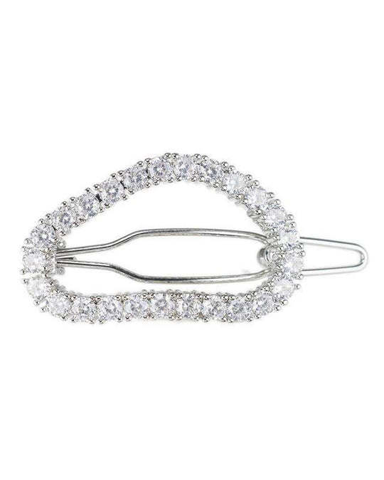 CZ by Kenneth Jay Lane - Misshaped Oval Hair Pin in Silver