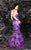 MNM Couture - KH067 Sleeveless Lace Floral Halter Mermaid Gown in Purple