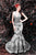 MNM Couture - Sleeveless Lace Floral Halter Mermaid Gown KH067 in Silver