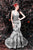 MNM Couture - KH067 Sleeveless Lace Floral Halter Mermaid Gown in Silver
