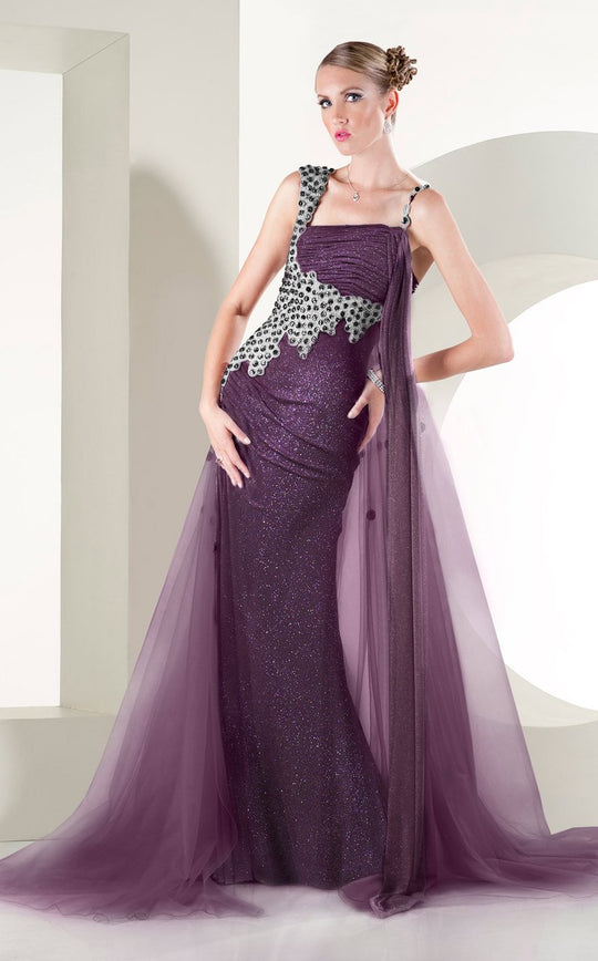 MNM Couture Rhinestones Embellished Gown KH0954 - 1 pc Purple In Size 6 Available In Purple