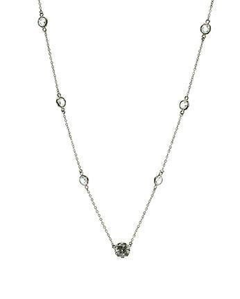 CZ by Kenneth Jay Lane - Crown Bezel Set Diamond By the Yard Necklace in Silver