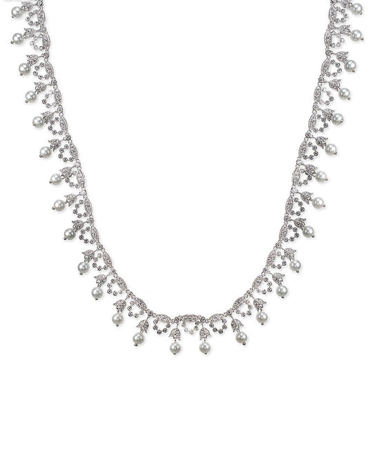 CZ by Kenneth Jay Lane - Draped Freshwater Pearl Necklace in White
