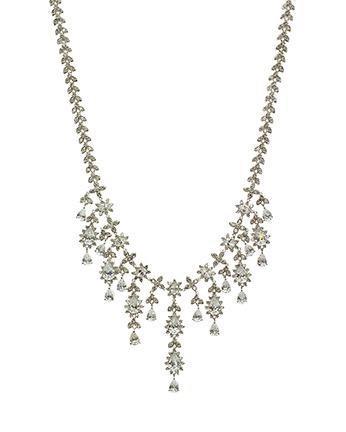 CZ by Kenneth Jay Lane - Fringe Pear Statement Necklace in Silver