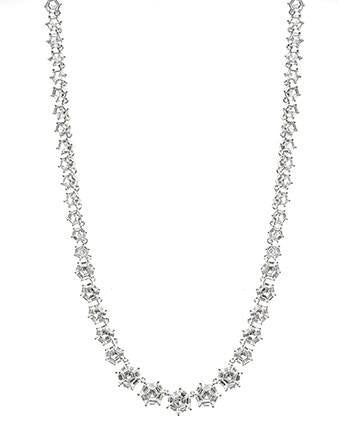 CZ by Kenneth Jay Lane - Honeycomb CZ Necklace in Silver