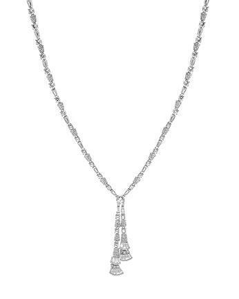 CZ by Kenneth Jay Lane - Deco Double Fringe Necklaces in White