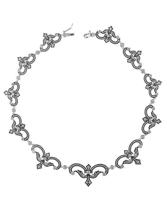CZ by Kenneth Jay Lane - Vintage Scallop Necklace in Silver