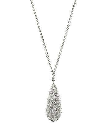 CZ By Kenneth Jay Lane - Open Scroll Pendant In Silver