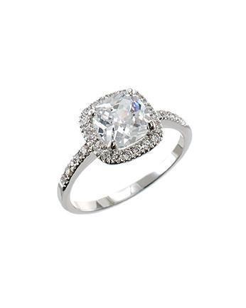 CZ By Kenneth Jay Lane - Petite Cushion CZ Ring In Silver