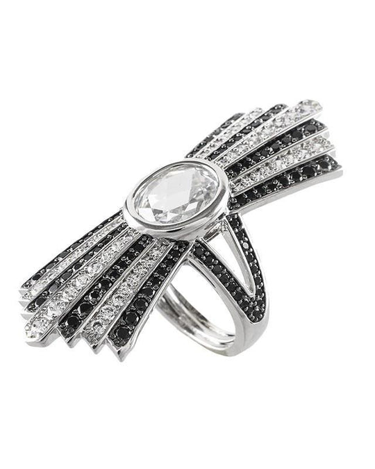 CZ by Kenneth Jay Lane - Deco CZ Ring in Black