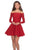 La Femme - 28175 Lace Long Sleeve Off-Shoulder A-line Dress In Red