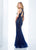 Social Occasions by Mon Cheri - 118884 Haltered Mermaid Gown In Blue