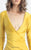 MNM COUTURE - L0029 Long Sleeve Deep V-neck Trumpet Dress In Yellow