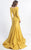 MNM COUTURE - L0029 Long Sleeve Deep V-neck Trumpet Dress In Yellow