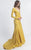 MNM COUTURE - L0029 Long Sleeve Deep V-neck Trumpet Dress In Yellow
