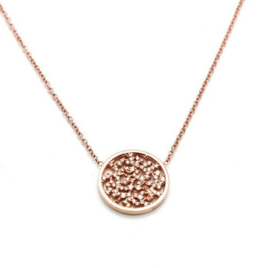 18k Rose Gold Necklace with 15mm Diamond Signature Logo Pendant