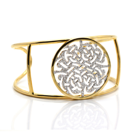 Tresor Collection - 18k Yellow Gold Signature Logo Cuff with Diamond