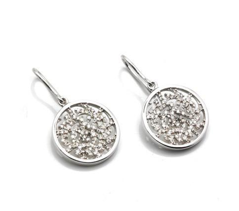 Signature Logo Earrings in 15mm with Diamond in 18k White Gold