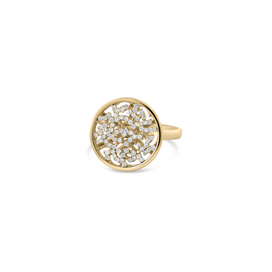 Signature Logo Ring Diamond Ring 18k Yellow Gold