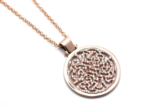 Signature Logo Diamond  Pendant in 18k Rose Gold