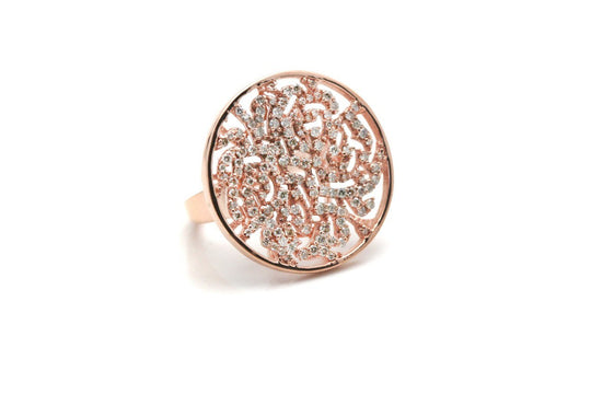 Signature Logo Diamond Ring in 18k Rose Gold