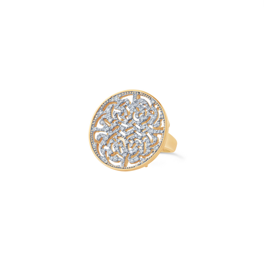 Diamond Logo Ring In 18K Yellow Gold