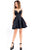 Rachel Allan LBD - L1114 Thin Strapped V-neck A-line Dress in Black