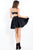 Rachel Allan LBD - L1114 Thin Strapped V-neck A-line Dress in Black