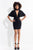 Rachel Allan LBD - L1132 Cape Sleeved Embellished Sheath Dress in Black