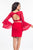 Rachel Allan LBD - L1158 Two Piece Lace V-neck Sheath Dress in Red
