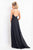 Rachel Allan - L1176 Plunging Halter Jumpsuit with Overlay in Black