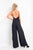 Rachel Allan - L1176 Plunging Halter Jumpsuit with Overlay in Black