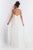 Rachel Allan - L1176 Plunging Halter Jumpsuit with Overlay in White