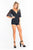 Rachel Allan - L1198 Embellished Lace Plunging V-neck Romper in Black