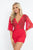Rachel Allan - L1198 Embellished Lace Plunging V-neck Romper in Red