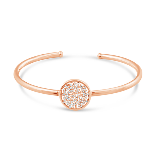 Tresor Collection - Signature Logo Bangle with Diamonds in 18k Rose Gold